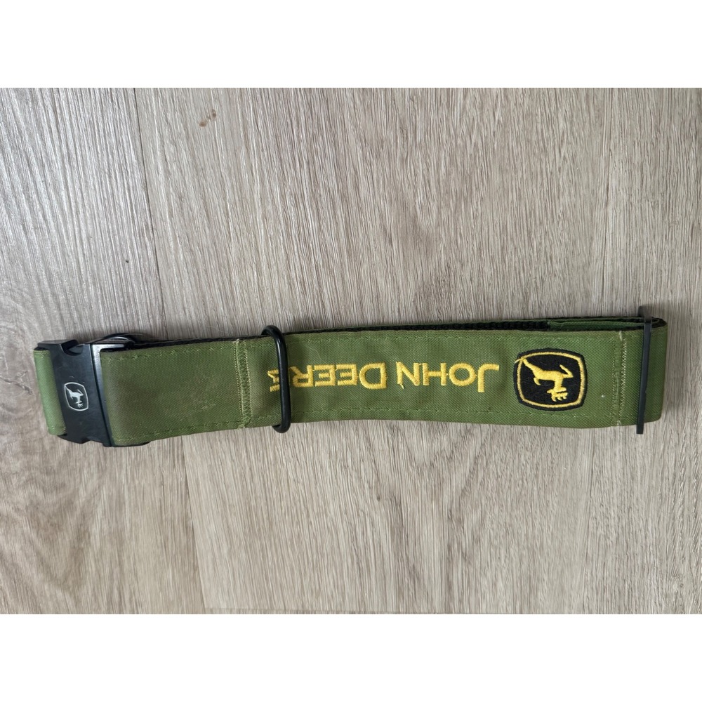 John Deere Dog Collar Green Canvas Embroidered Logo Adjustable Large Buckle